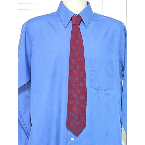 Valentino Cravatte Men's Silk Tie Red & Blue Geometric Pattern Made In Italy 248 - Picture 5 of 11